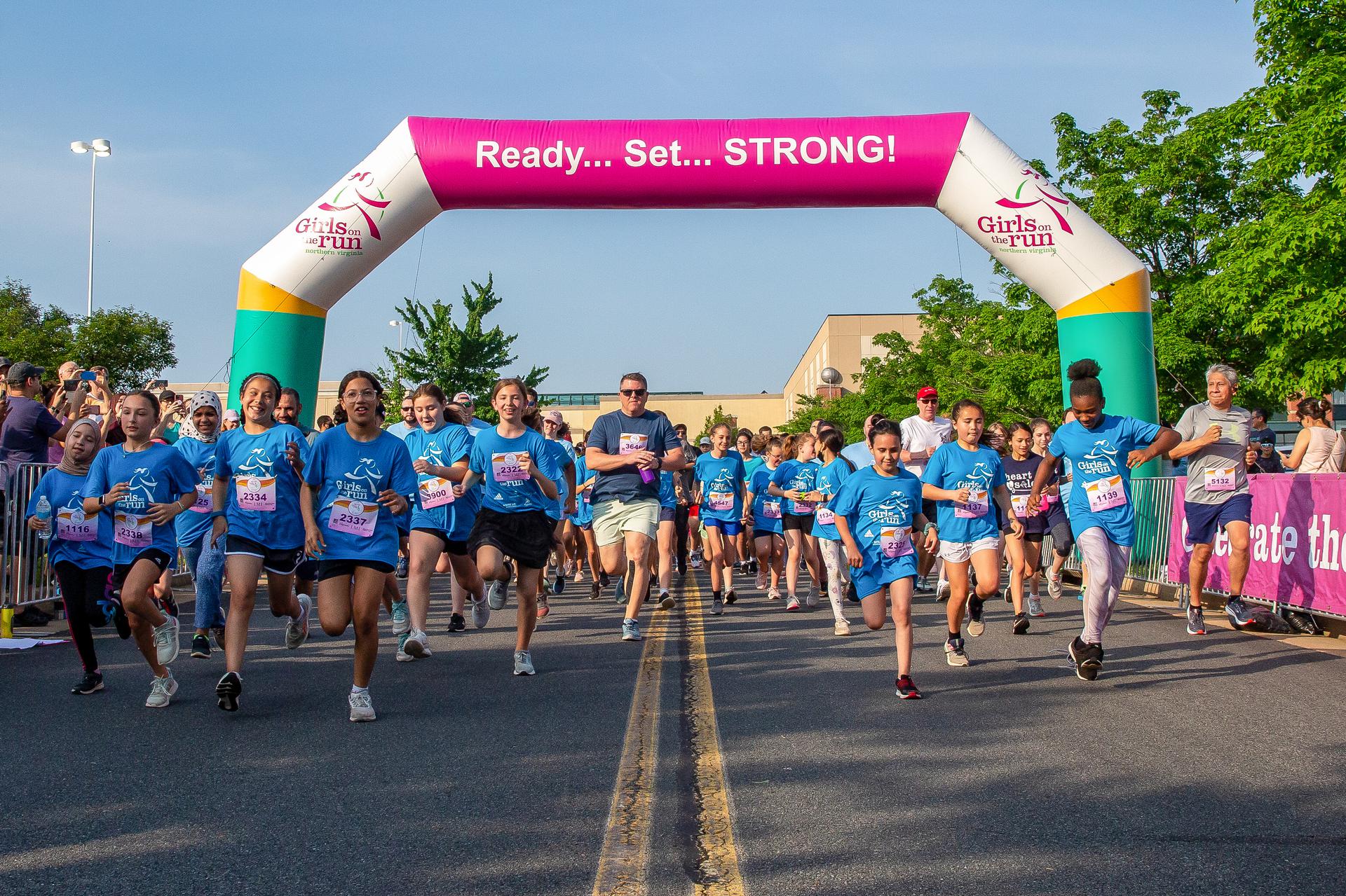 Group of kids running at the 5K