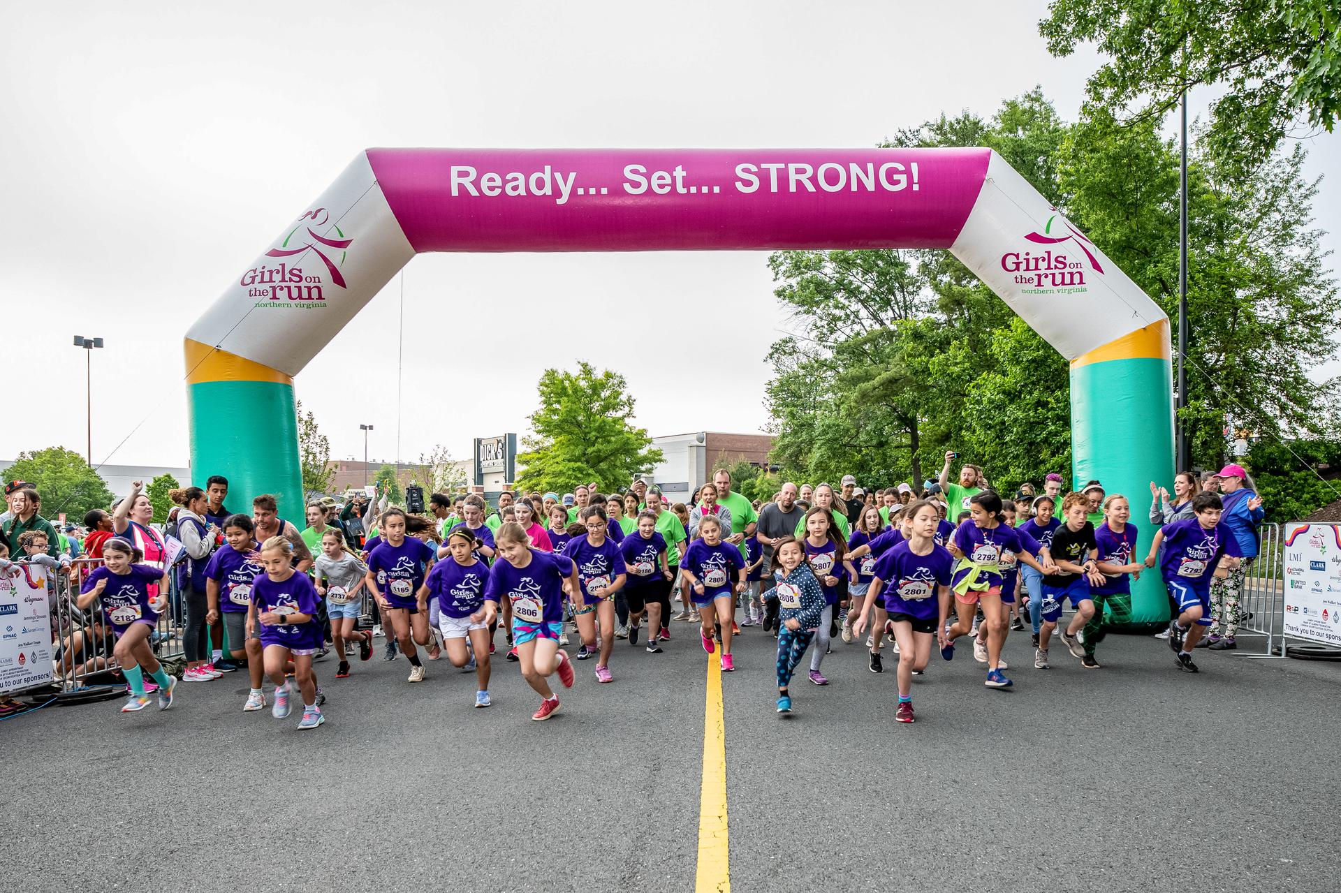 Group of kids running at the 5K