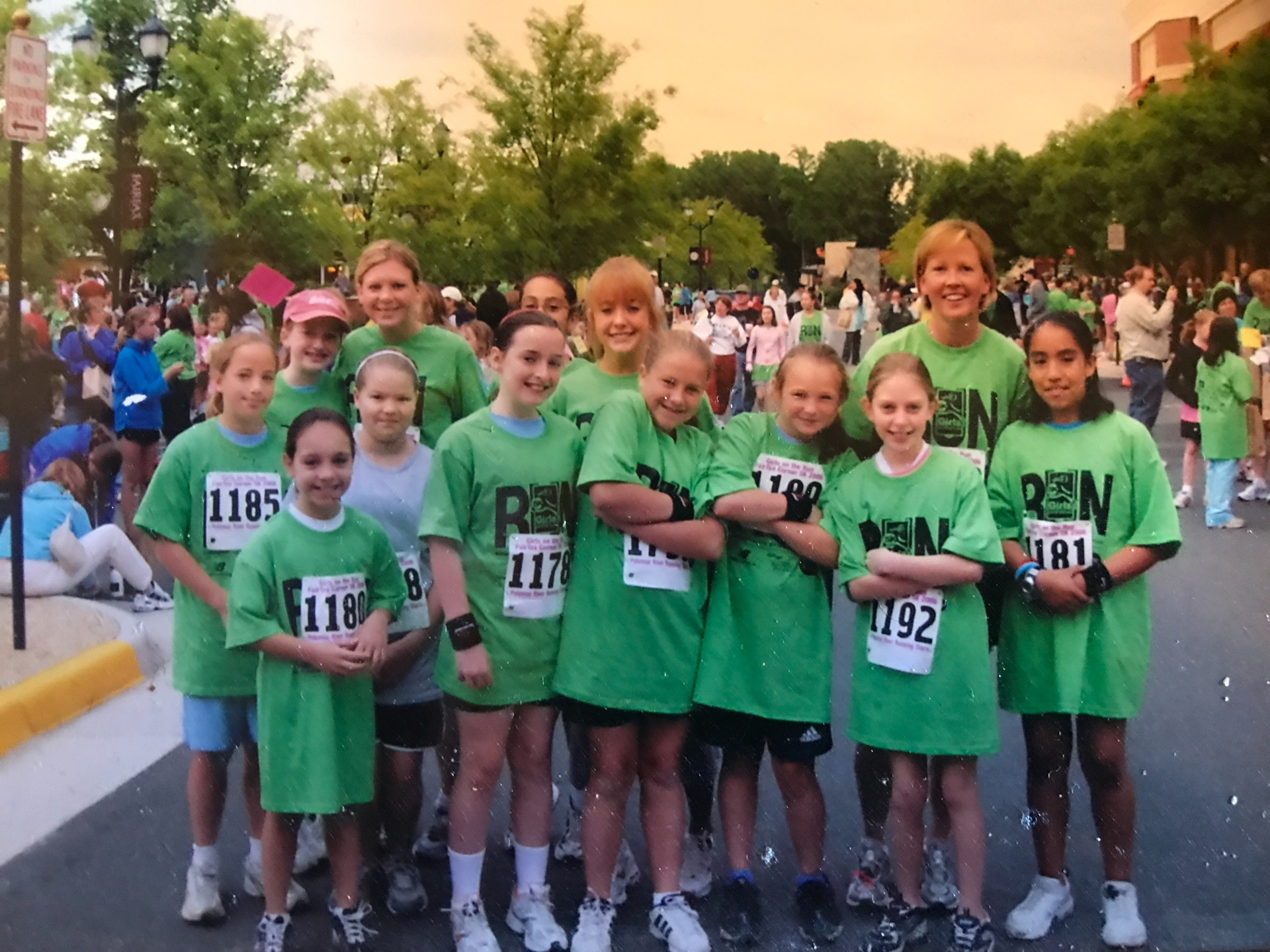 Girls on the Run team posing for a photo at the 5K. 